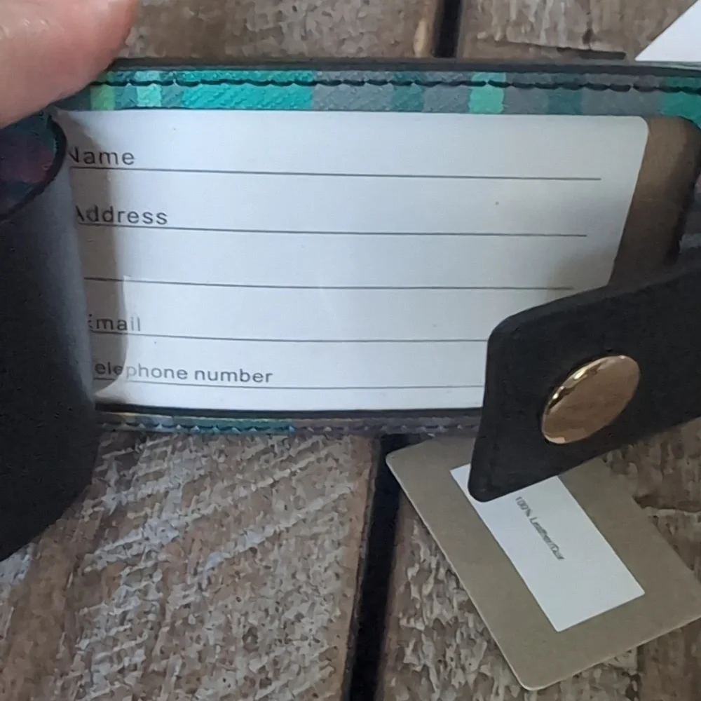 J Crew Leather Tartan Luggage Tag NWT